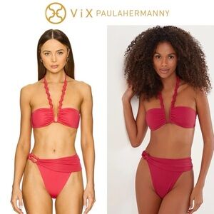 VIX Holly Carol Bikini Top Hot Pants Brazilian Bikini Bottoms In Red Sz S NWT